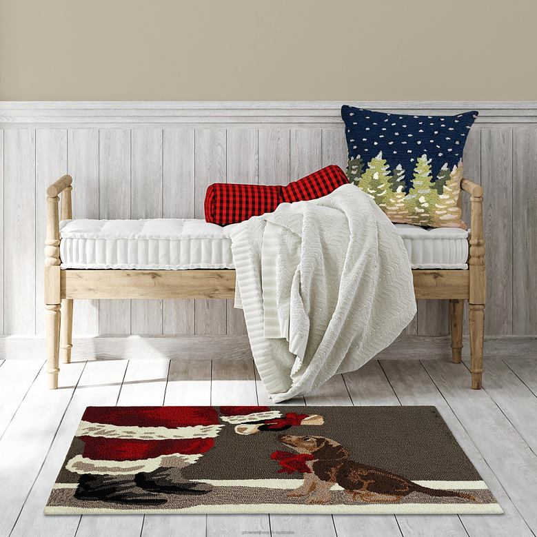 Plow & Hearth Indoor/Outdoor Hand-Hooked Good Dog Accent Rug P22BD1323 Houseware