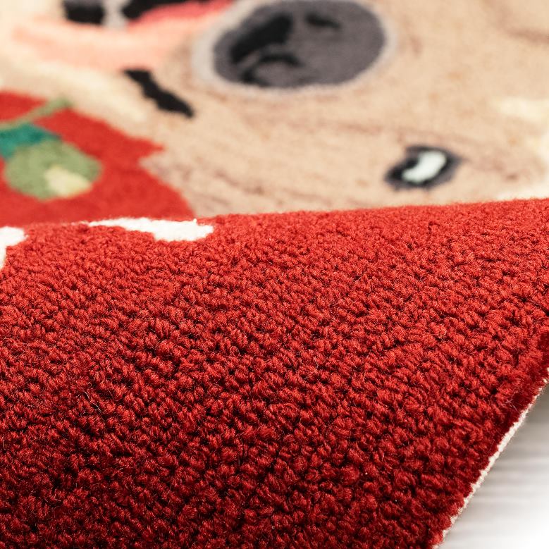 Plow & Hearth Indoor/Outdoor Hand-Hooked Happy Holidays Lab Accent Rug P22BD1315 Houseware