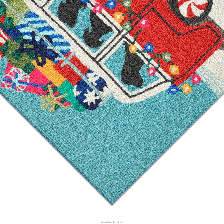 Plow & Hearth Indoor/Outdoor Hand-Hooked Happy Howlidays Accent Rug P22BD1332 Houseware