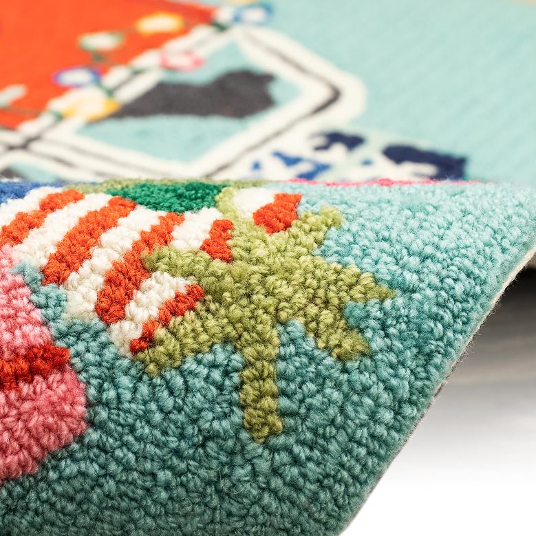 Plow & Hearth Indoor/Outdoor Hand-Hooked Happy Howlidays Accent Rug P22BD1332 Houseware