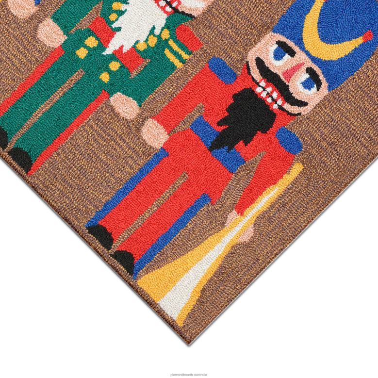 Plow & Hearth Indoor/Outdoor Hand-Hooked Nutcracker Trio Accent Rug P22BD1327 Houseware