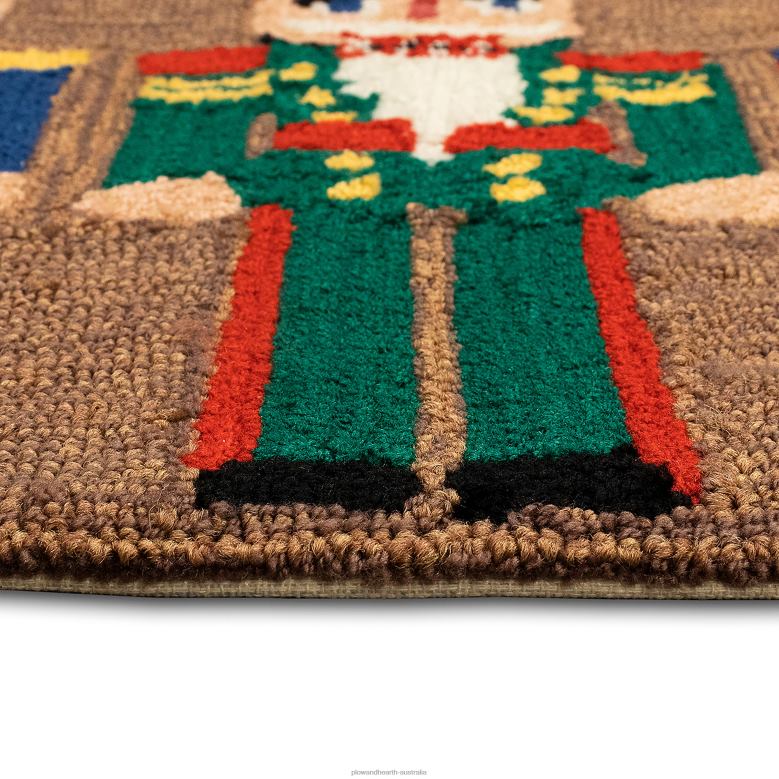Plow & Hearth Indoor/Outdoor Hand-Hooked Nutcracker Trio Accent Rug P22BD1327 Houseware