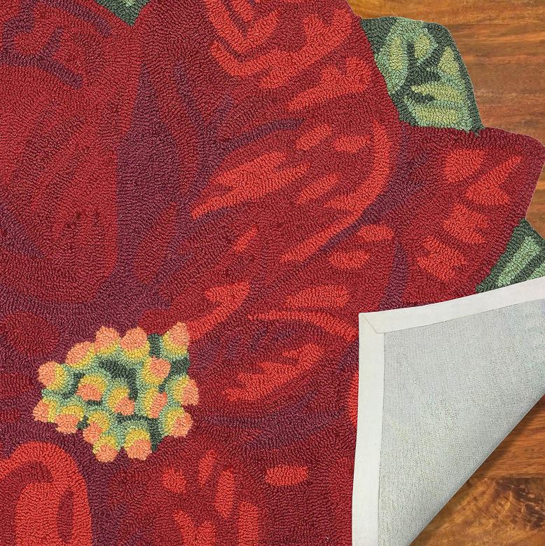 Plow & Hearth Indoor/Outdoor Hand-Hooked Poinsettia Accent Rug P22BD1310 Houseware