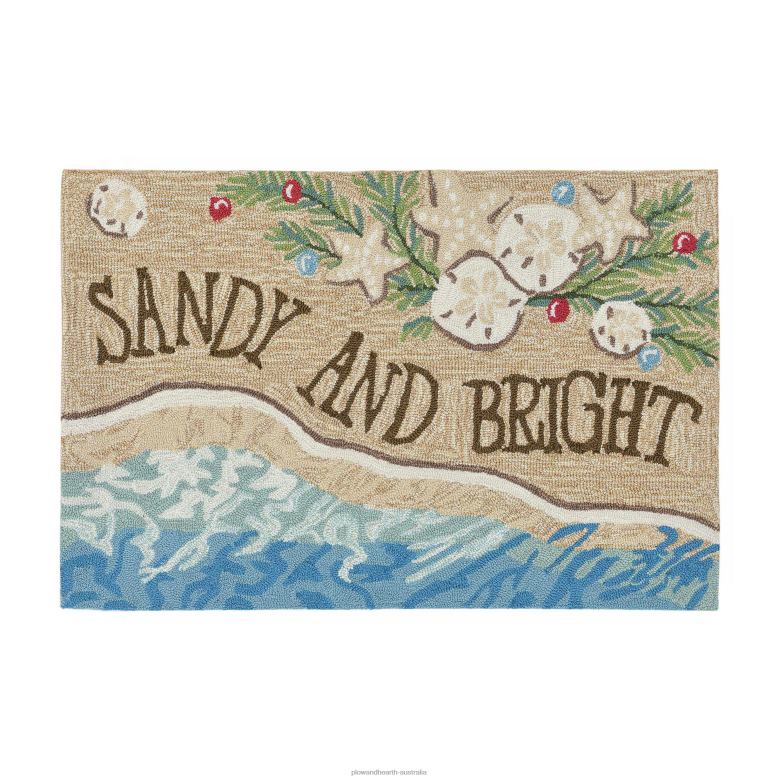 Plow & Hearth Indoor/Outdoor Hand-Hooked Sandy and Bright Accent Rug P22BD1314 Houseware