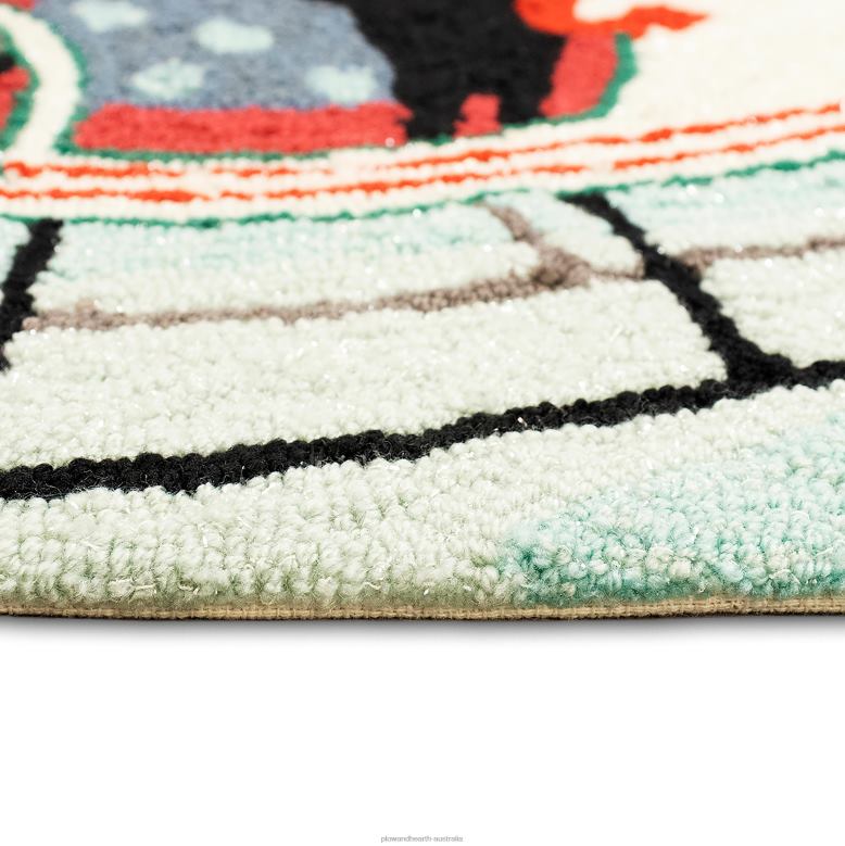 Plow & Hearth Indoor/Outdoor Hand-Hooked Sleigh Dog Accent Rug P22BD1329 Houseware