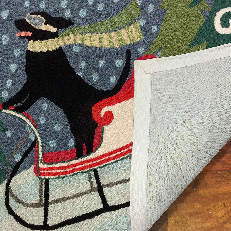 Plow & Hearth Indoor/Outdoor Hand-Hooked Sleigh Dog Accent Rug P22BD1329 Houseware