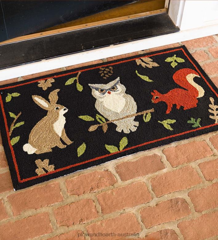 Plow & Hearth Indoor/Outdoor Hooked Woodland Rug P22BD1272 Houseware