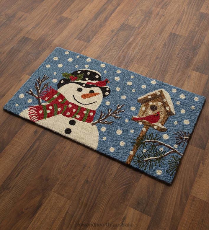 Plow & Hearth Indoor/Outdoor Snowman & Birdhouse Hooked Polypropylene Accent Rug P22BD1278 Houseware