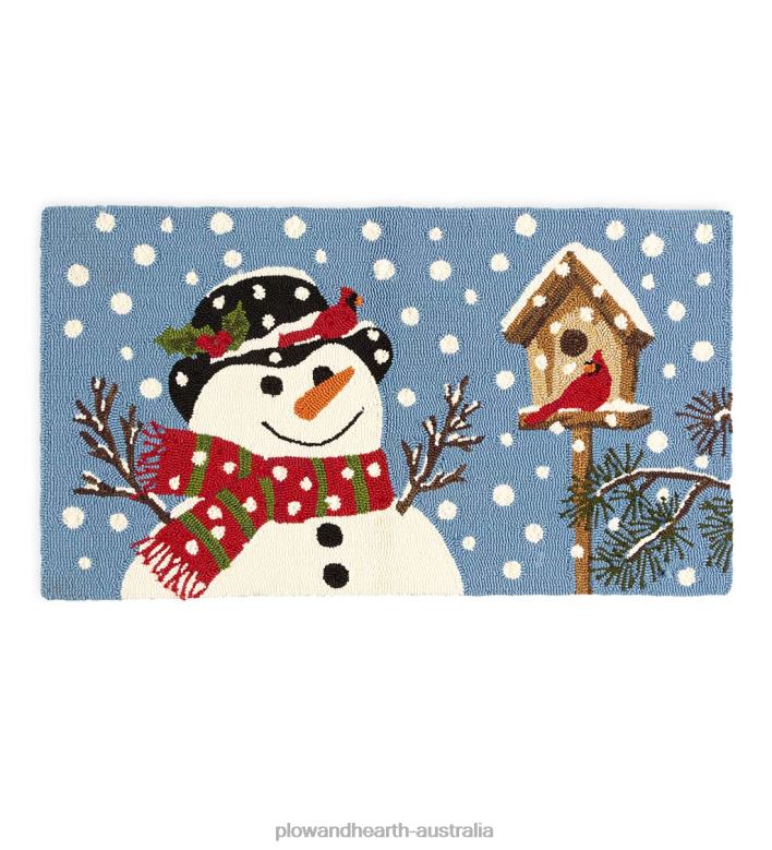 Plow & Hearth Indoor/Outdoor Snowman & Birdhouse Hooked Polypropylene Accent Rug P22BD1278 Houseware