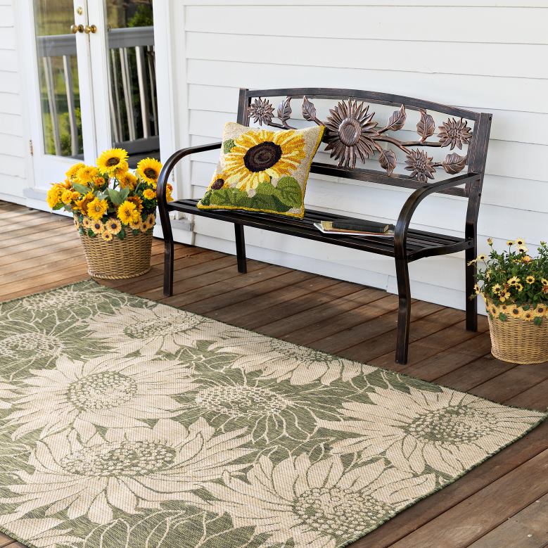 Plow & Hearth Indoor/Outdoor Sunflower Rug P22BD1442 Houseware