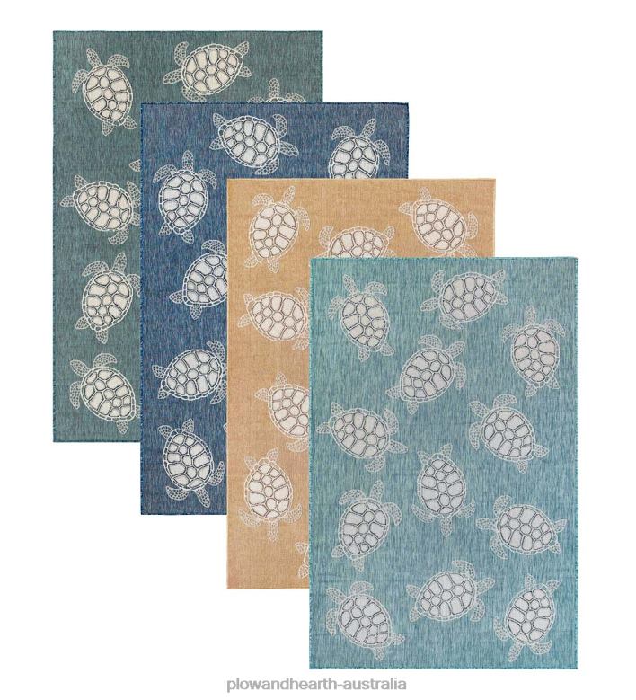 Plow & Hearth Indoor/Outdoor Textured Sea Turtles Polypropylene Rug P22BD1381 Houseware