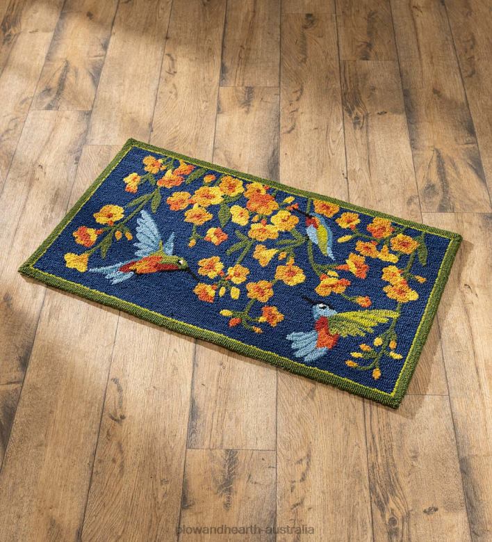 Plow & Hearth Indoor/Outdoor Trumpet Vine With Hummingbird Hooked Polypropylene Accent Rug P22BD1302 Houseware