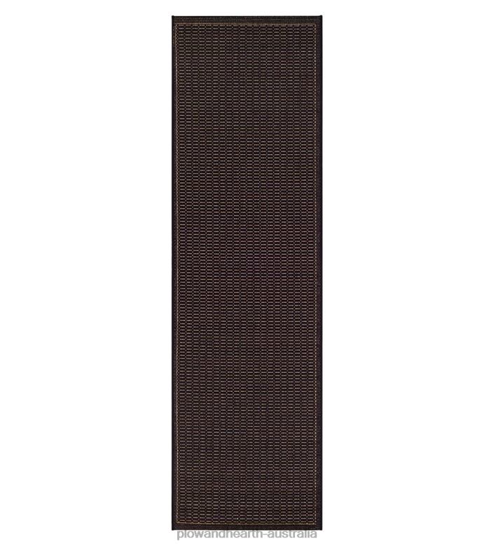 Plow & Hearth Veranda Textured Indoor/Outdoor Polypropylene Rug, 2'3x 11'9Runner - Black P22BD1432 Houseware
