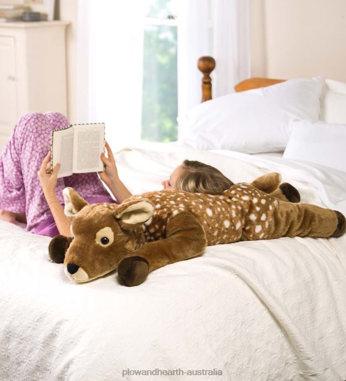 Plow & Hearth Fuzzy Spotted Fawn Plush Cuddle Animal Body Pillow P22BD2356 Houseware