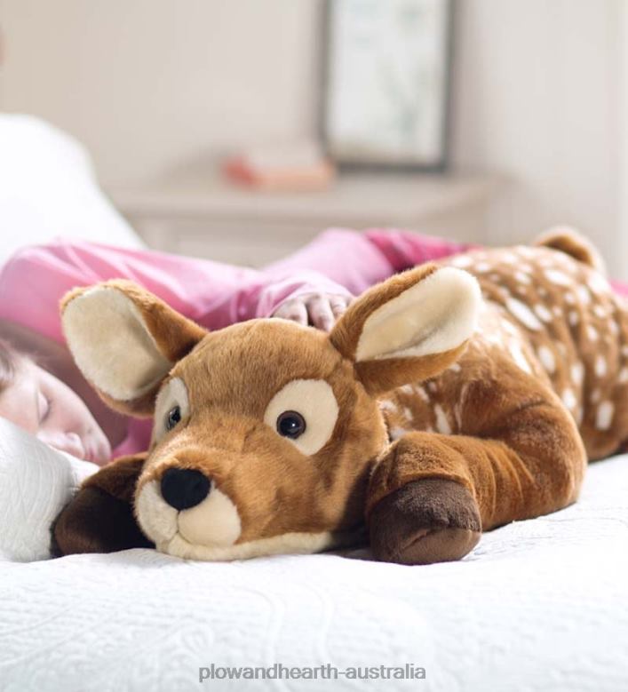 Plow & Hearth Fuzzy Spotted Fawn Plush Cuddle Animal Body Pillow P22BD2356 Houseware