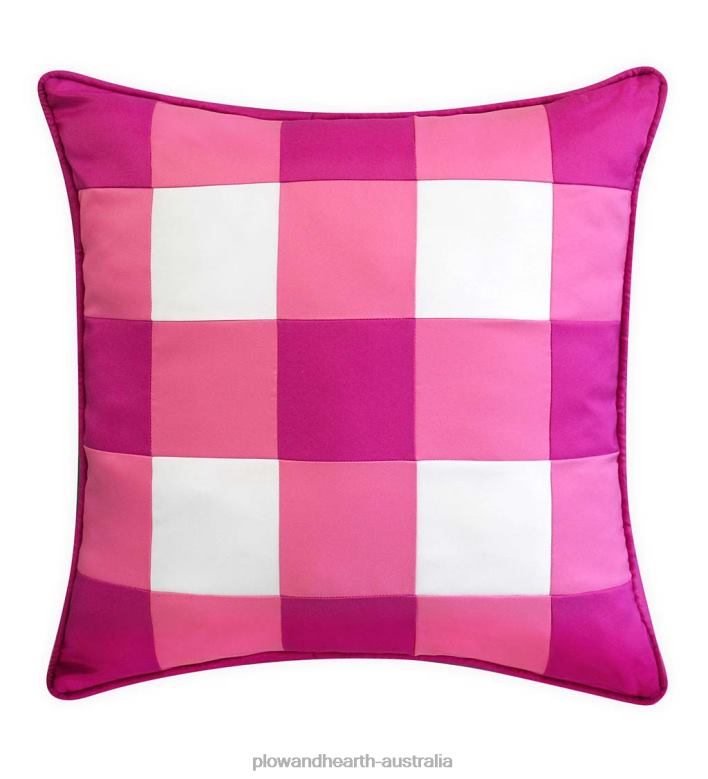 Plow & Hearth Indoor/Outdoor Bright Buffalo Plaid Throw Pillow - Fuschia P22BD1250 Houseware