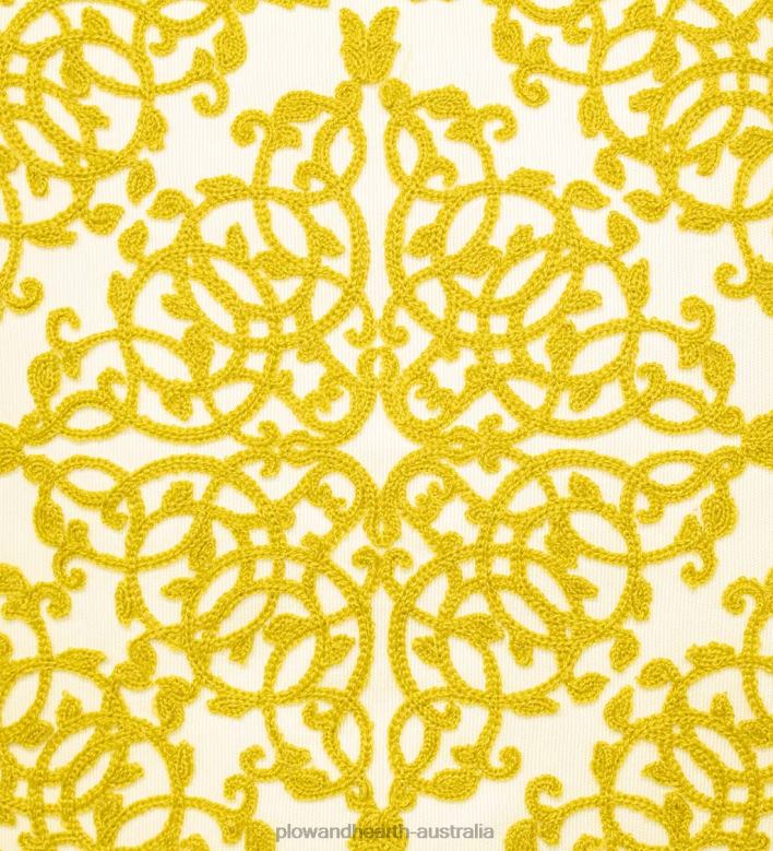 Plow & Hearth Indoor/Outdoor Embroidered Lacework Throw Pillow - Yellow P22BD3186 Houseware