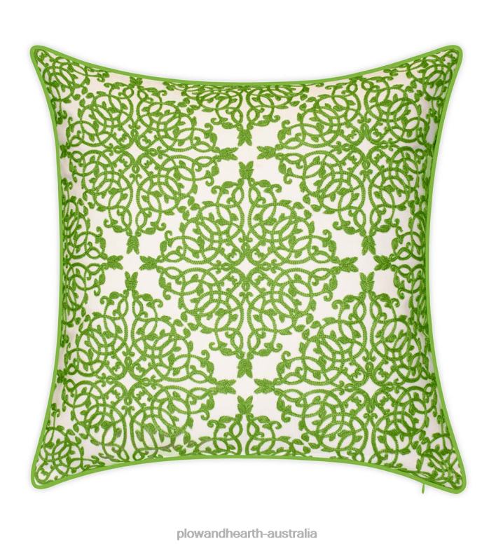Plow & Hearth Indoor/Outdoor Embroidered Lacework Throw Pillow - Yellow P22BD3186 Houseware