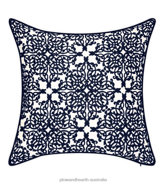 Plow & Hearth Indoor/Outdoor Embroidered Lacework Throw Pillow - Yellow P22BD3186 Houseware