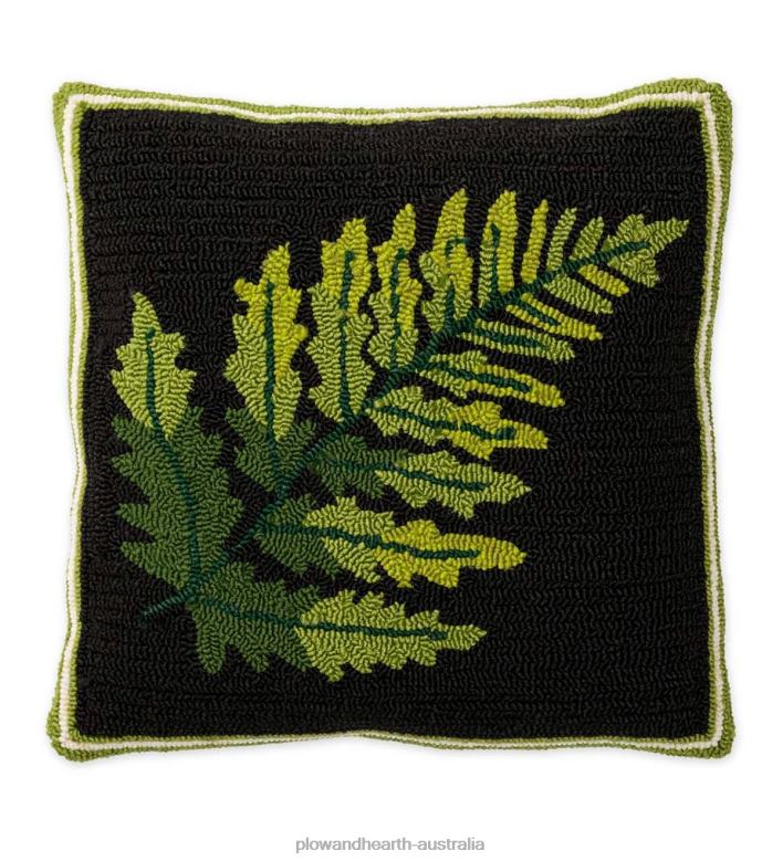 Plow & Hearth Indoor/Outdoor Fern Hooked Throw Pillow P22BD1232 Houseware
