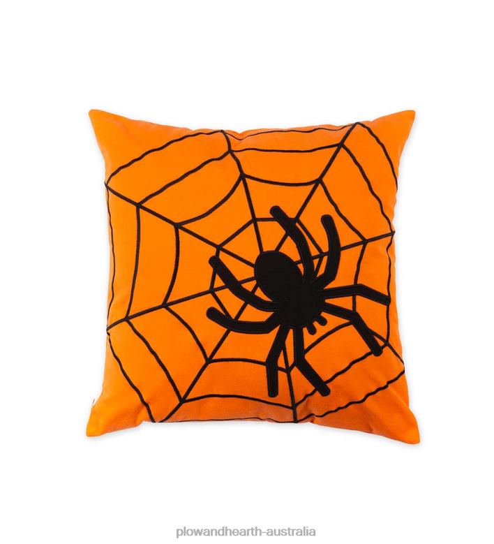 Plow & Hearth Indoor/Outdoor Halloween Spider Web Cotton Throw Pillow P22BD1240 Houseware