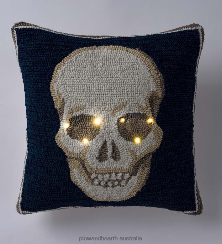 Plow & Hearth Indoor/Outdoor Lighted Skull Halloween Pillow P22BD1236 Houseware