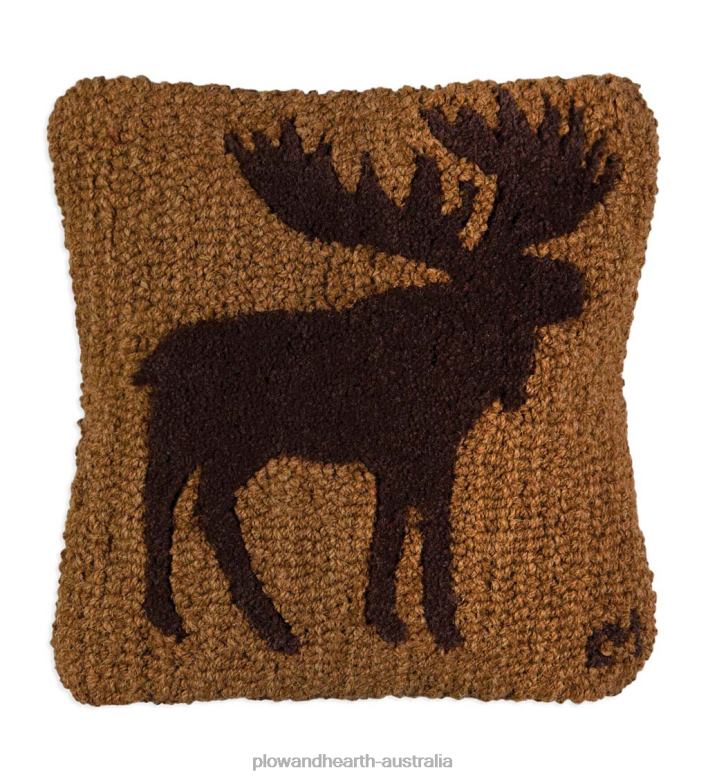 Plow & Hearth Moose Silhouette Hand-Hooked Wool Throw Pillow P22BD2419 Houseware