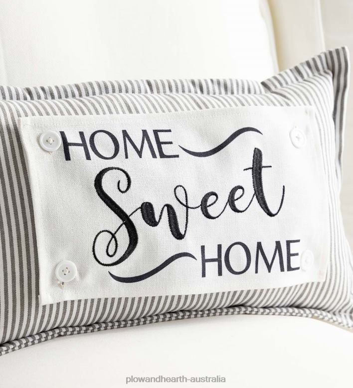 Plow & Hearth Pin-Stripe Lumbar Pillow with 5 Interchangeable Panels, 20x 12P22BD2407 Houseware