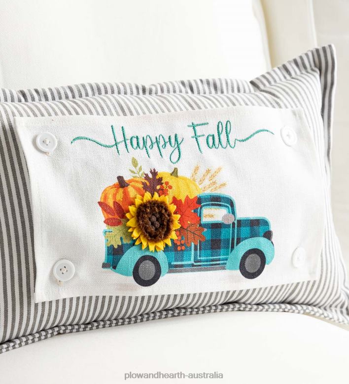 Plow & Hearth Pin-Stripe Lumbar Pillow with 5 Interchangeable Panels, 20x 12P22BD2407 Houseware