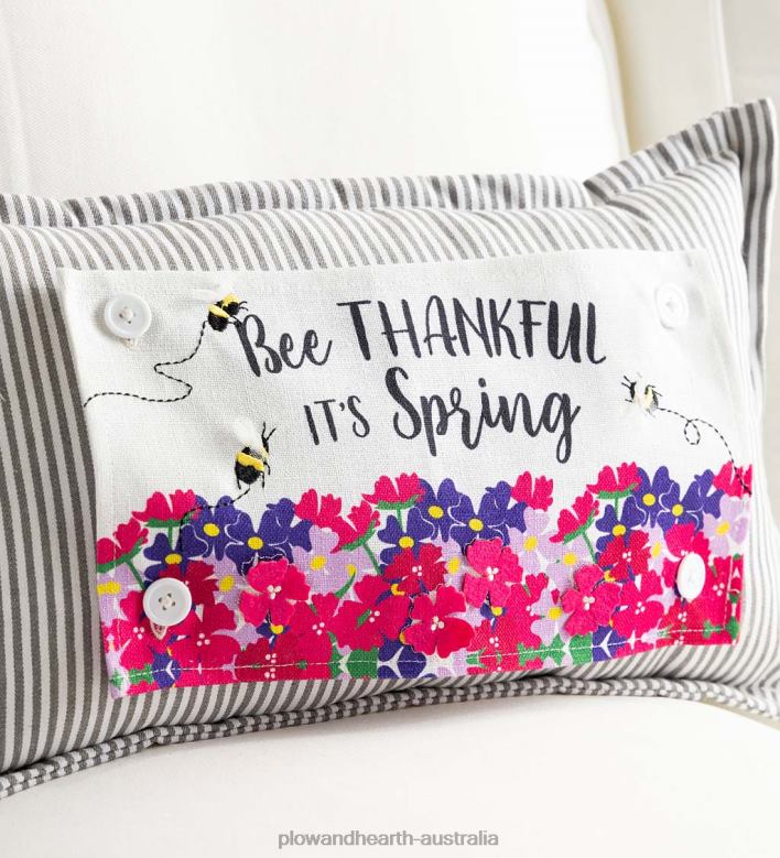 Plow & Hearth Pin-Stripe Lumbar Pillow with 5 Interchangeable Panels, 20x 12P22BD2407 Houseware