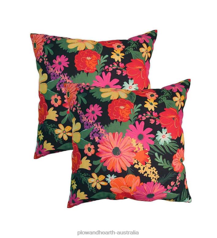 Plow & Hearth Replacement Pillows for Rope Hammock Swing, Set of 2 - Black Floral P22BD3196 Houseware