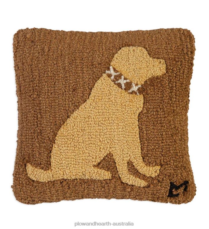 Plow & Hearth Yellow Lab Hand-Hooked Wool Throw Pillow P22BD2428 Houseware