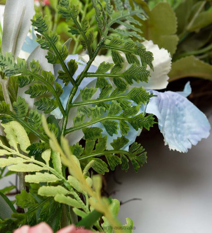 Plow & Hearth Dahlia and Fern Faux Floral Wreath P22BD1656 Houseware