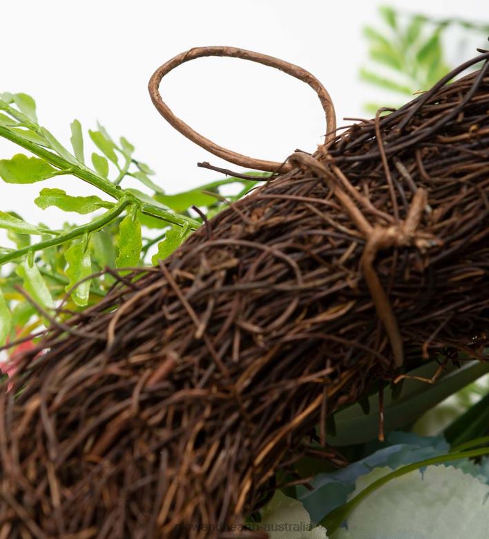 Plow & Hearth Dahlia and Fern Faux Floral Wreath P22BD1656 Houseware