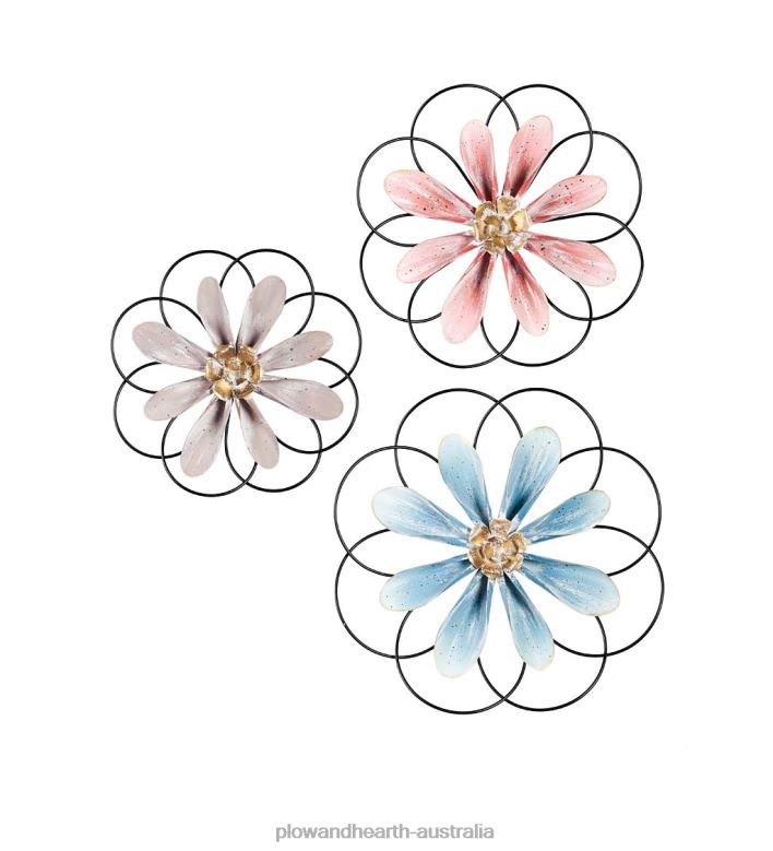 Plow & Hearth Metal Frame Floral Wall Decor Set P22BD2442 Houseware