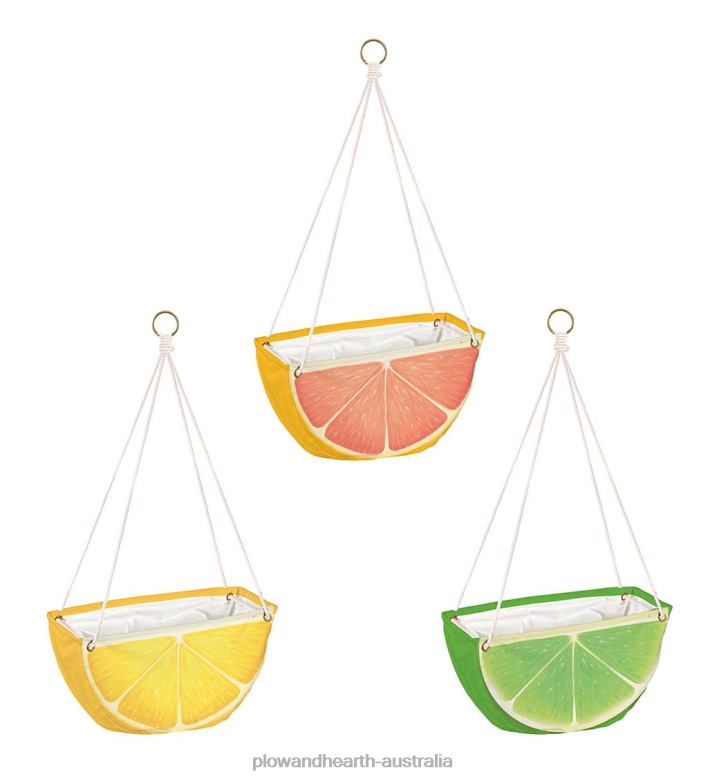 Plow & Hearth Citrus Fruit Hanging Fabric Planters, Set of 3 P22BD2439 Houseware
