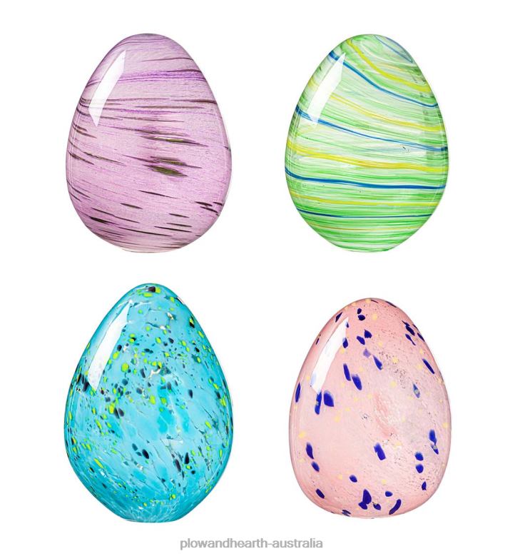 Plow & Hearth Colorful Glass Easter Eggs, Set of 4 P22BD2402 Houseware