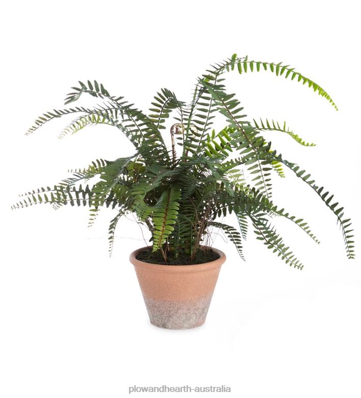 Plow & Hearth Faux Real Fern Artificial Potted Plant P22BD2432 Houseware