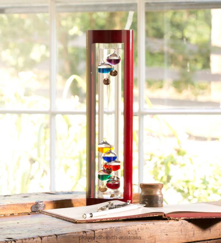 Plow & Hearth Galileo Thermometer with Cherry Finish Wood Frame P22BD2369 Houseware