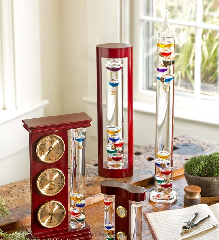 Plow & Hearth Galileo Thermometer with Cherry Finish Wood Frame P22BD2369 Houseware