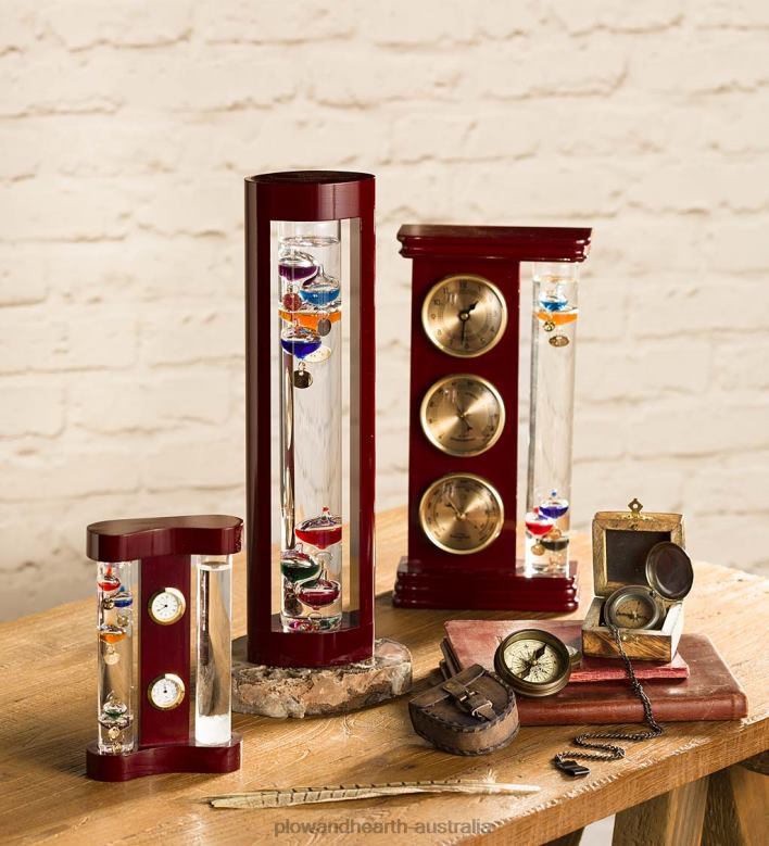 Plow & Hearth Galileo Thermometer with Cherry Finish Wood Frame P22BD2369 Houseware