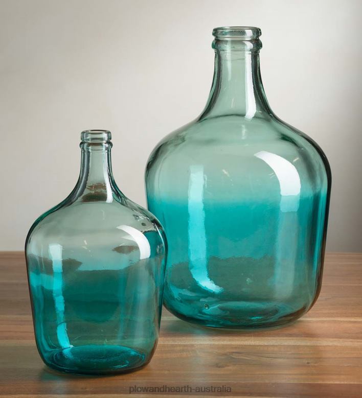 Plow & Hearth Ocean Blue Recycled Glass Vases P22BD2430 Houseware