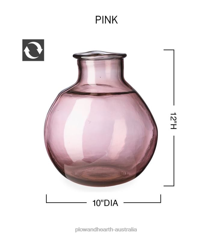 Plow & Hearth Oval Recycled Glass Balloon Vase - Pink P22BD2465 Houseware