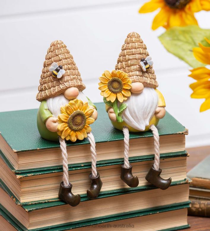 Plow & Hearth Pair of Gnomes with Dangling Legs - Sunflower P22BD2385 Houseware