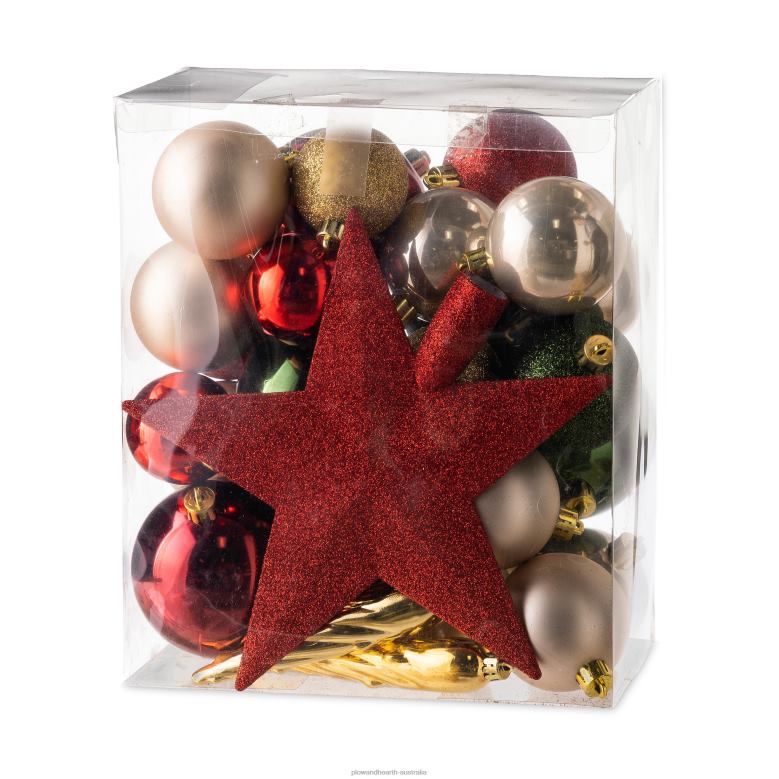 Plow & Hearth Red/Green Shatterproof Christmas Tree Ornaments, 33 pc. P22BD2330 Houseware