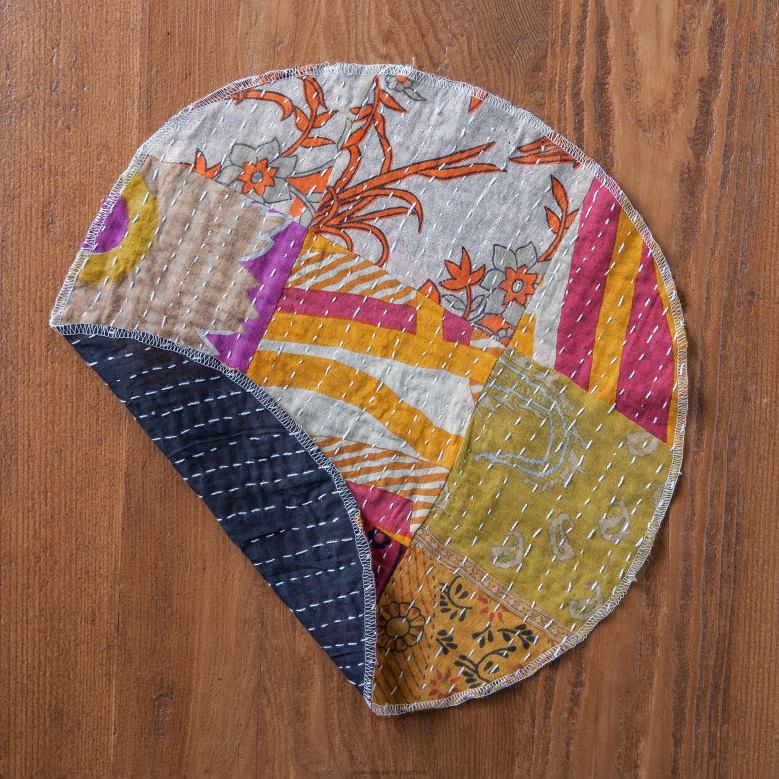 Plow & Hearth Round Upcycled Kantha Placemats Set of 6 P22BD2485 Houseware