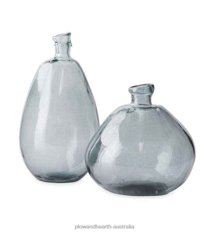 Plow & Hearth Smoky Blue Recycled Glass Balloon Vase P22BD2393 Houseware