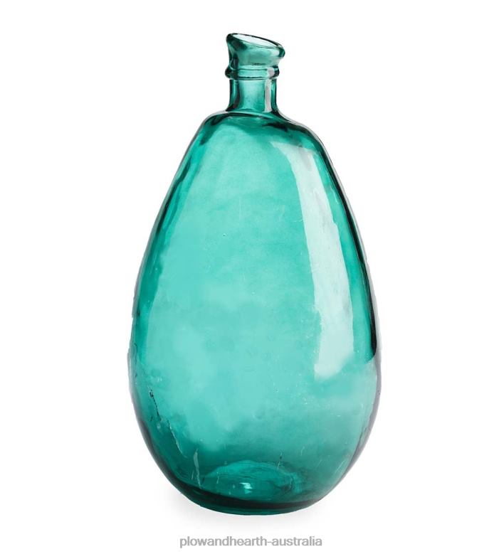 Plow & Hearth Smoky Blue Recycled Glass Balloon Vase P22BD2393 Houseware