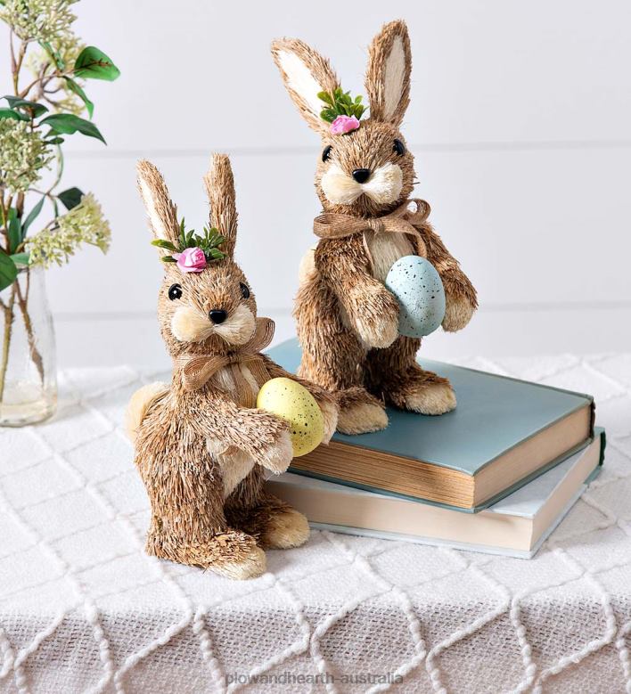 Plow & Hearth Straw Easter Bunnies, Set of 2 P22BD2390 Houseware