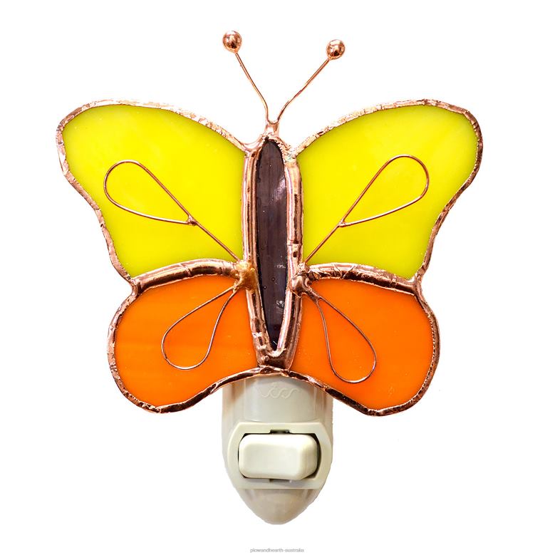 Plow & Hearth Handcrafted Stained Glass Butterfly Nightlight - Orange P22BD2495 Houseware